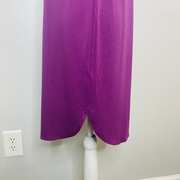 Eileen Fisher Purple Knit Dress Viscose Women XS Short Sleeve Curved Hem Casual - Picture 6 of 11